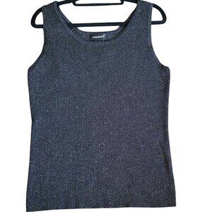 Lane Bryant Black with Gold metallic thread woven through tank top EUC
